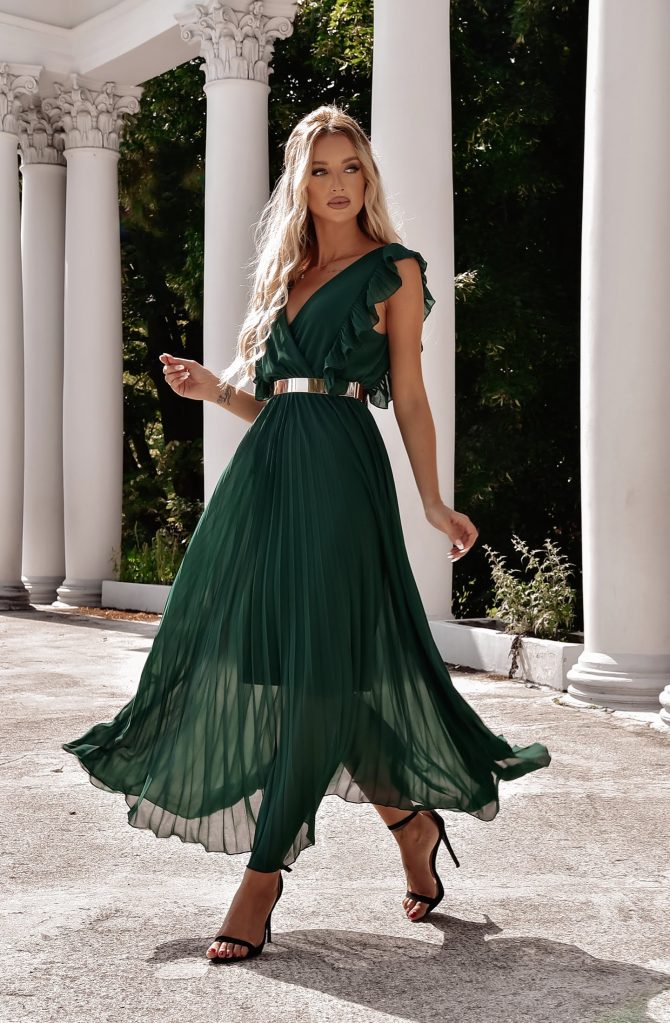 Sukienka BUTTERFLY zieleń butelkowa