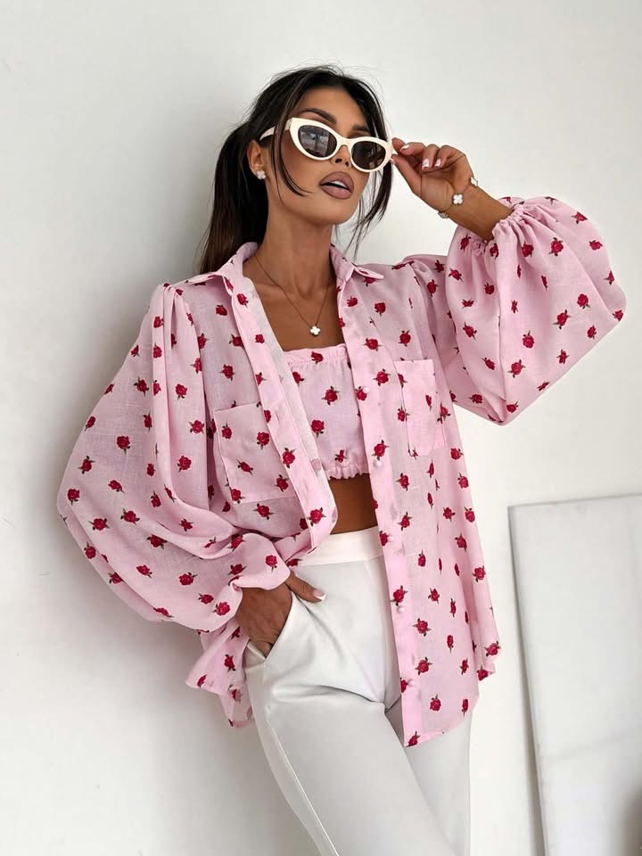 Koszula MEMPHIS roses różowa