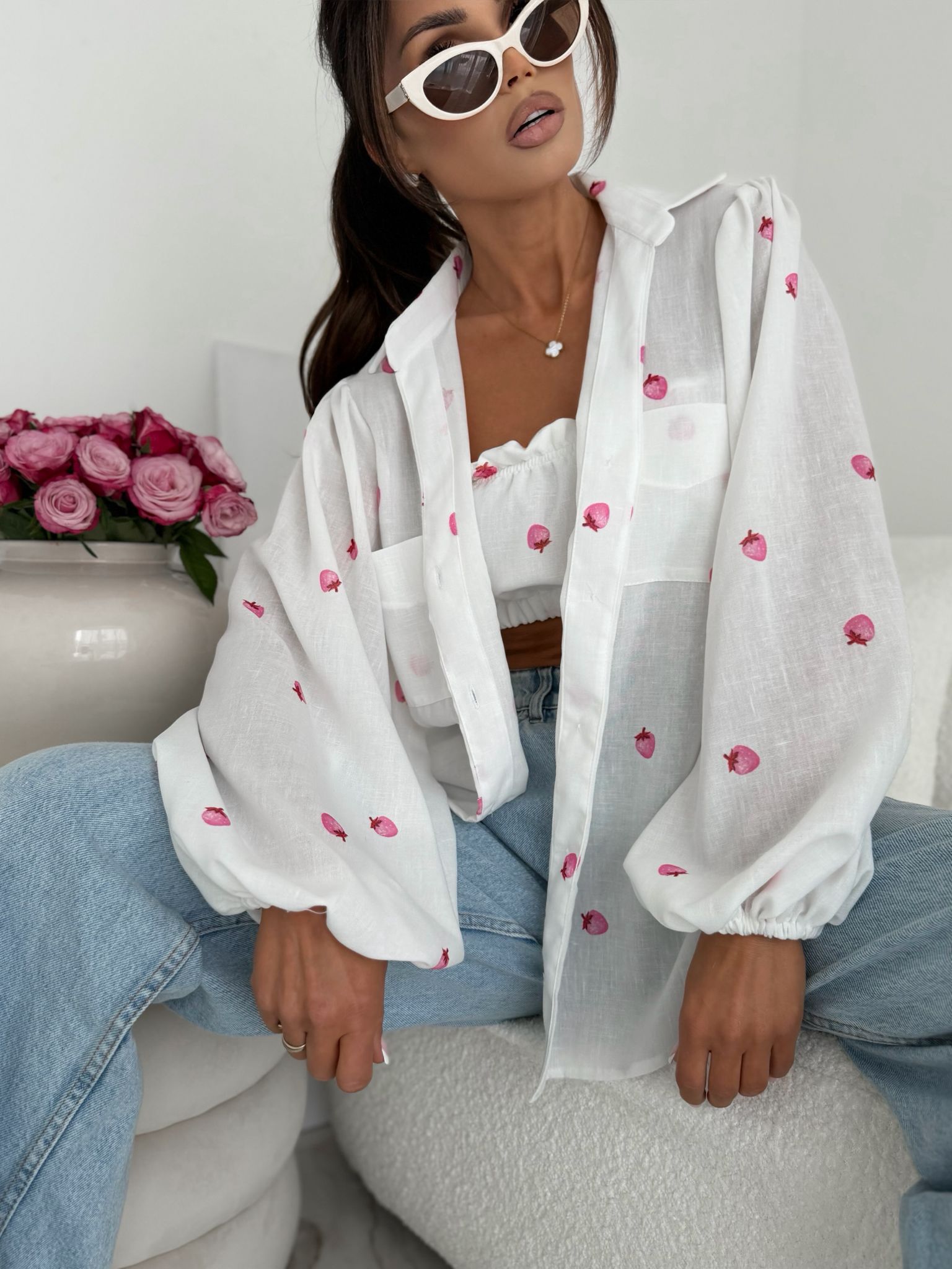 Koszula MEMPHIS strawberries biała