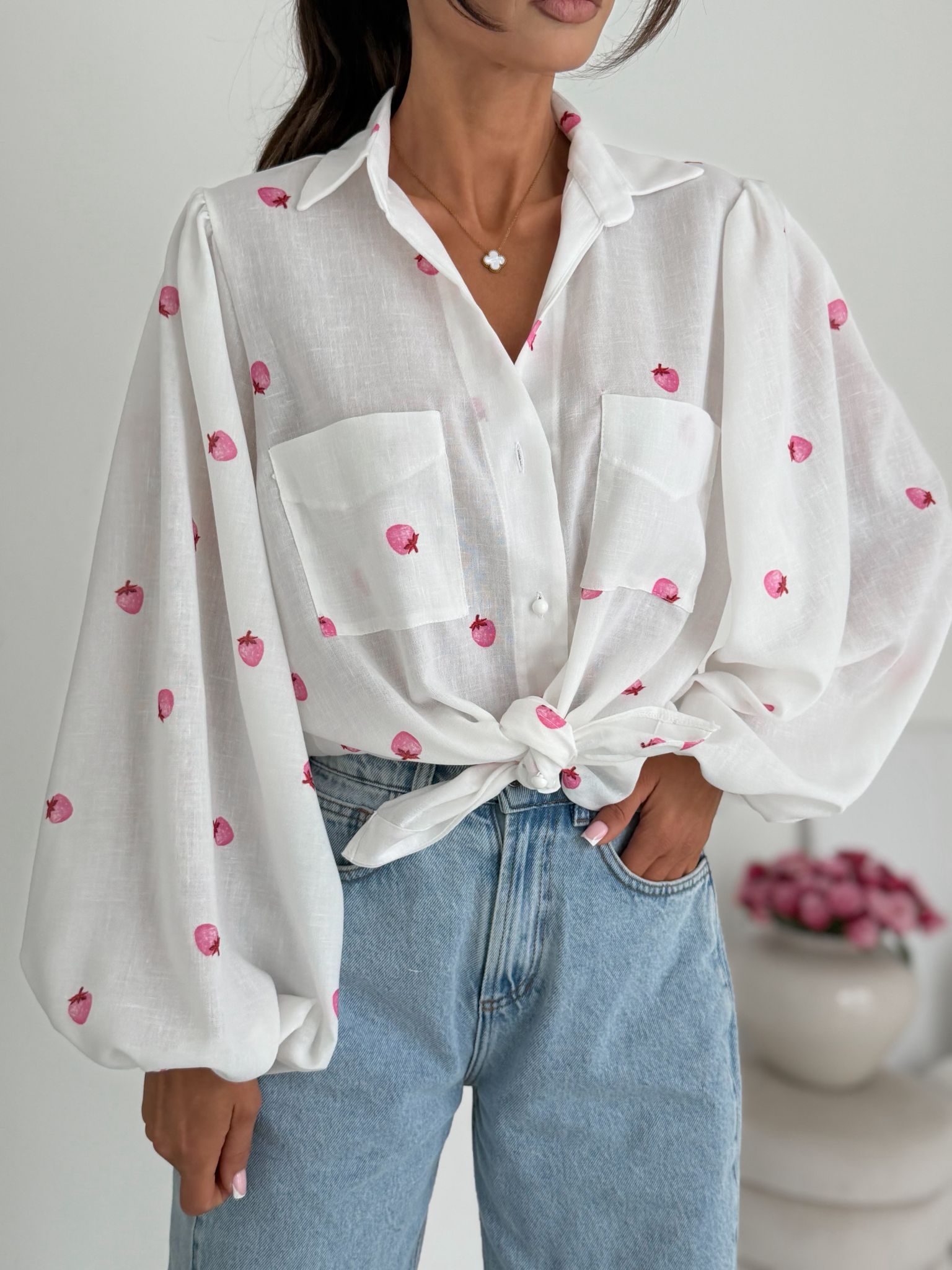 Koszula MEMPHIS strawberries biała