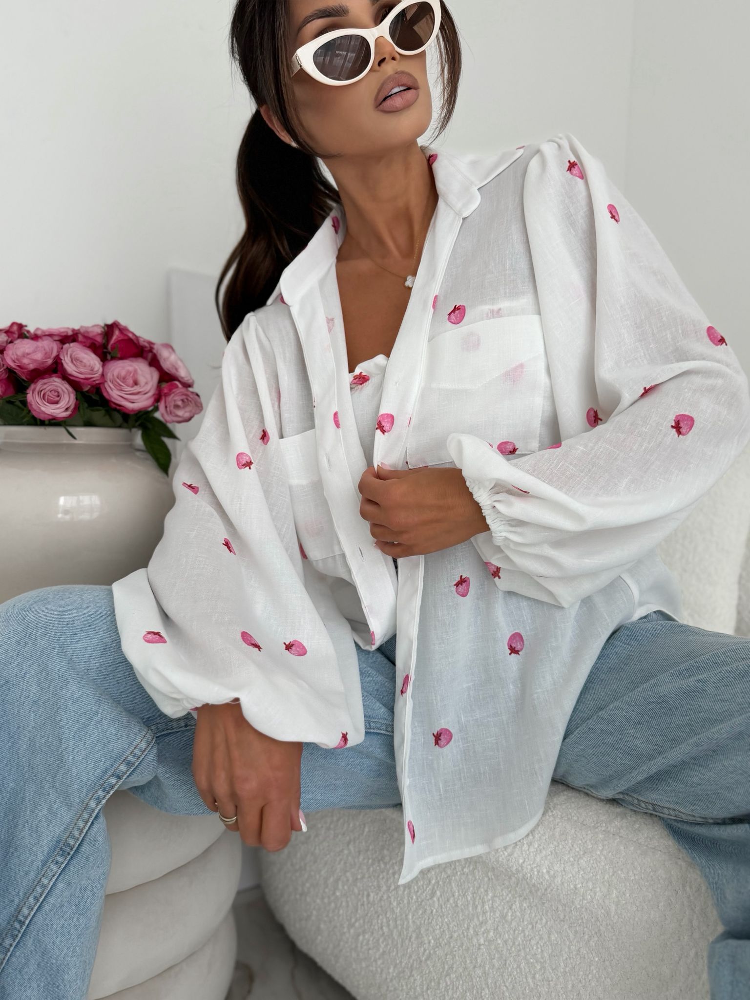 Koszula MEMPHIS strawberries biała