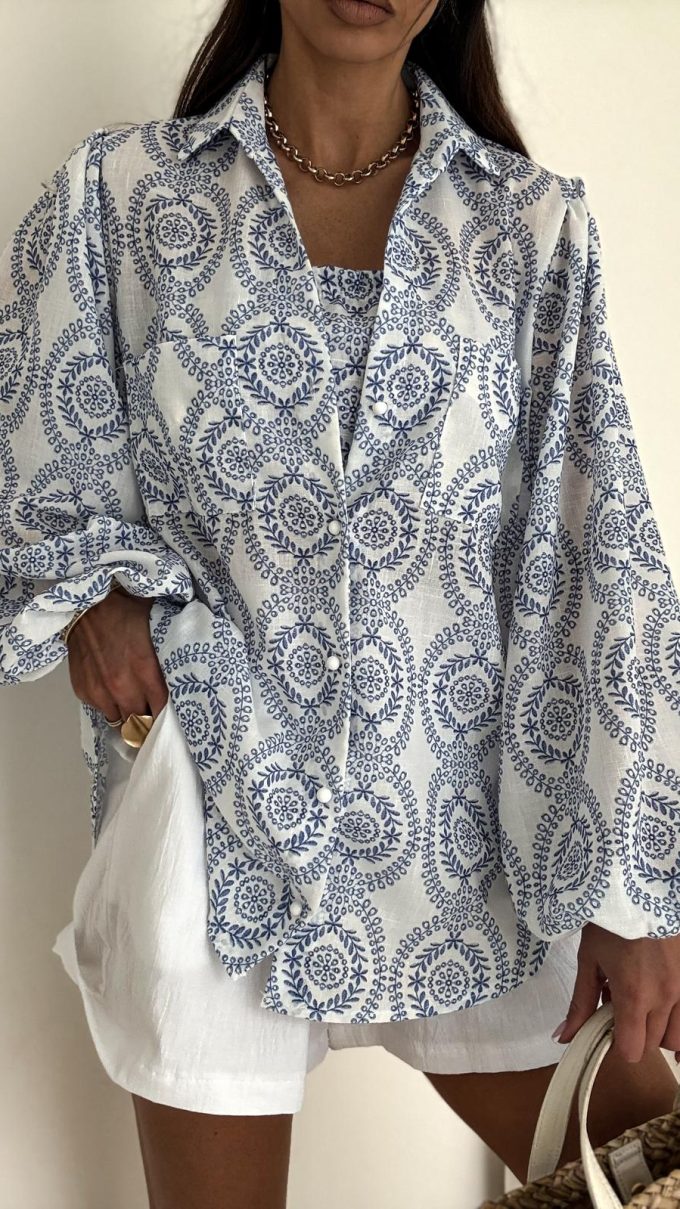 Koszula MEMPHIS boho biała