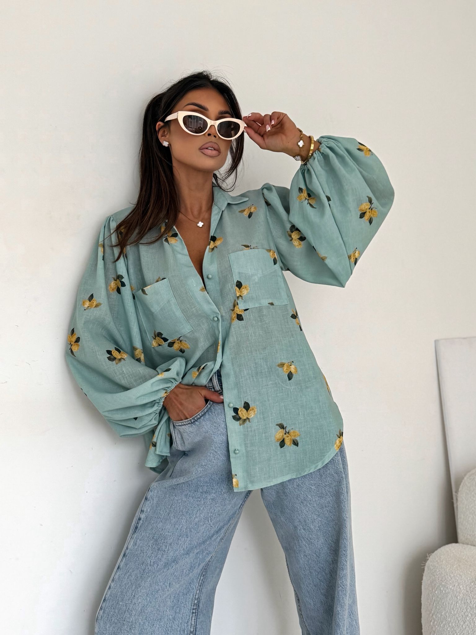 Koszula MEMPHIS lemons turkus