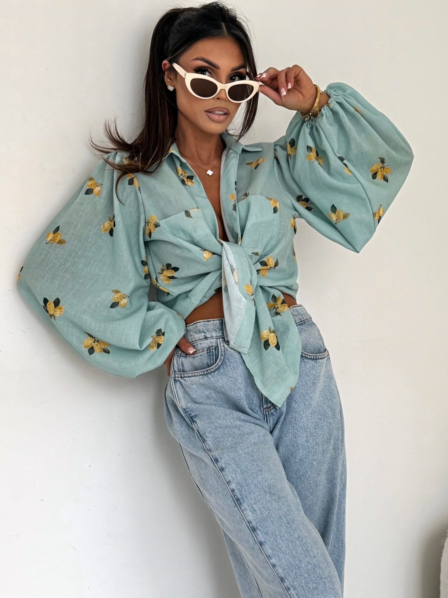 Koszula MEMPHIS lemons turkus