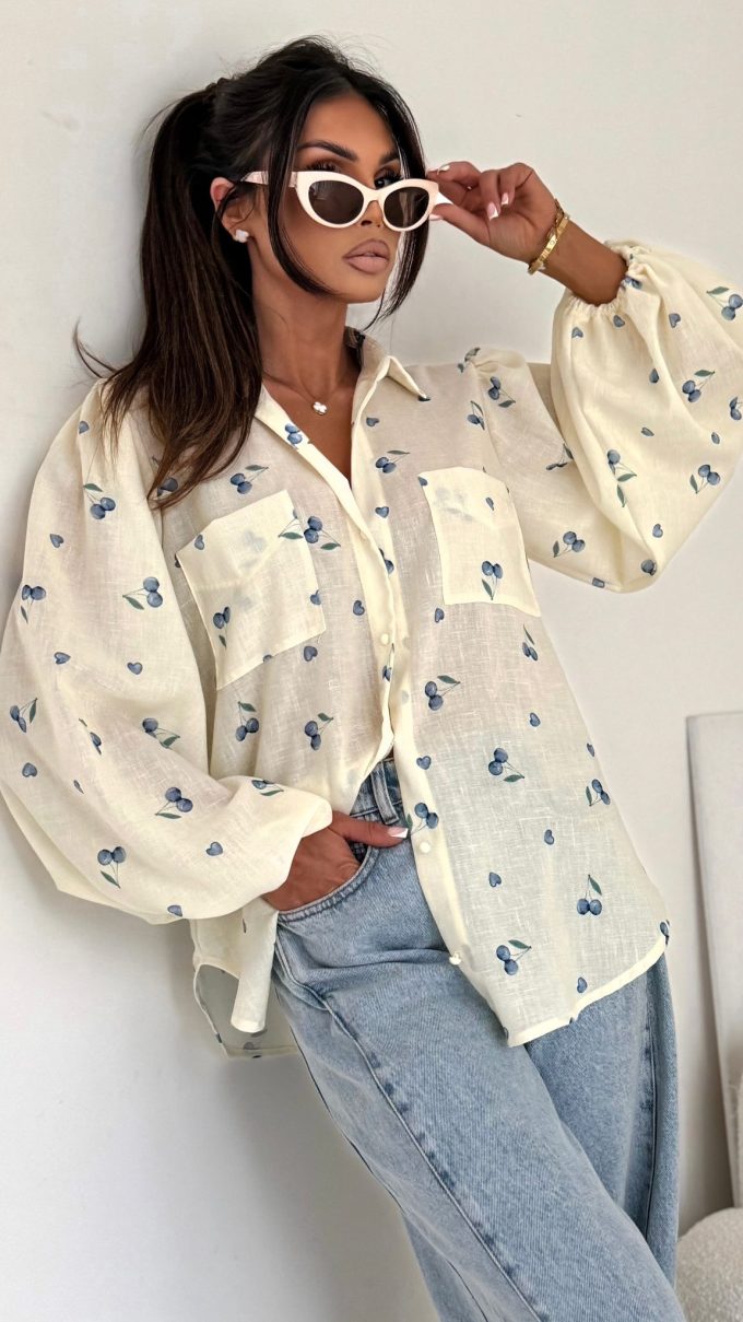 Koszula MEMPHIS cherries kremowa