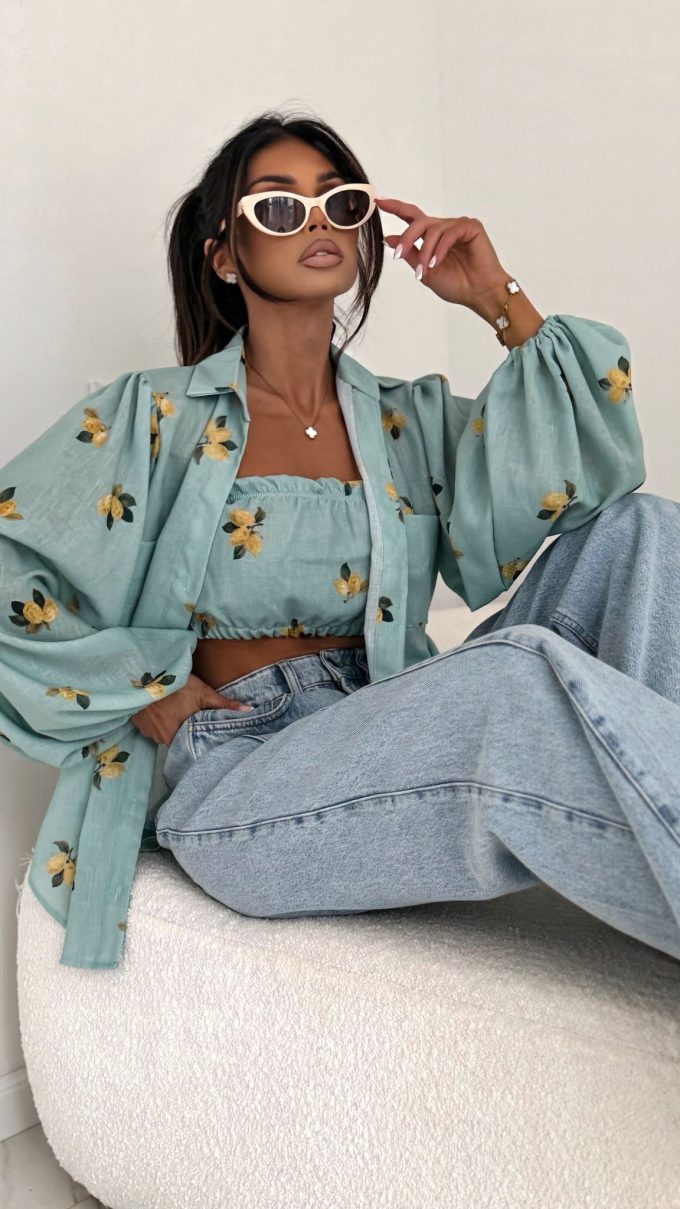 Top opaska MOKO lemons turkus