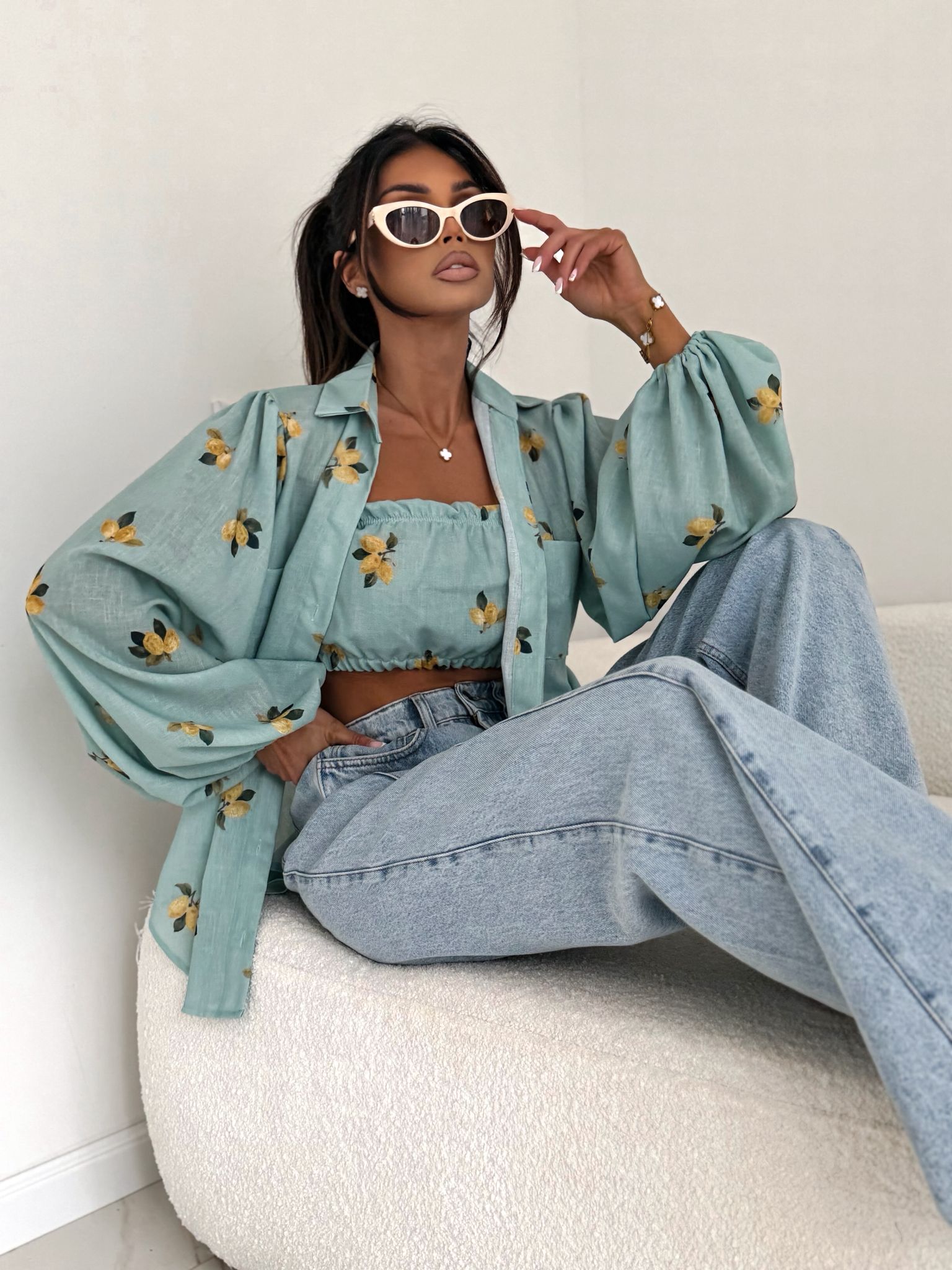 Top opaska MOKO lemons turkus