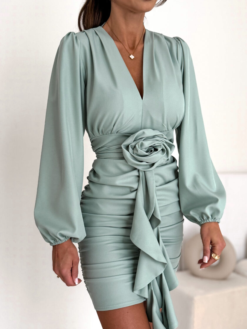 Sukienka FLOWERS pistacjowa