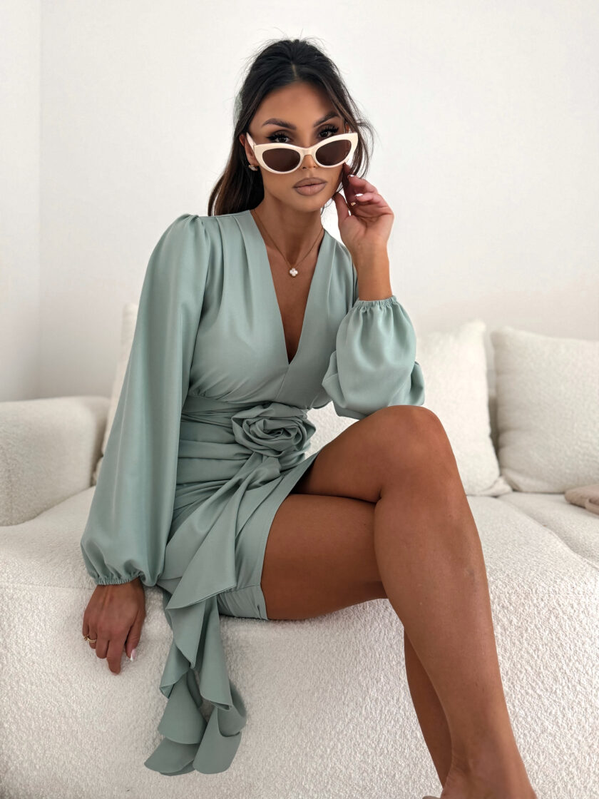 Sukienka FLOWERS pistacjowa