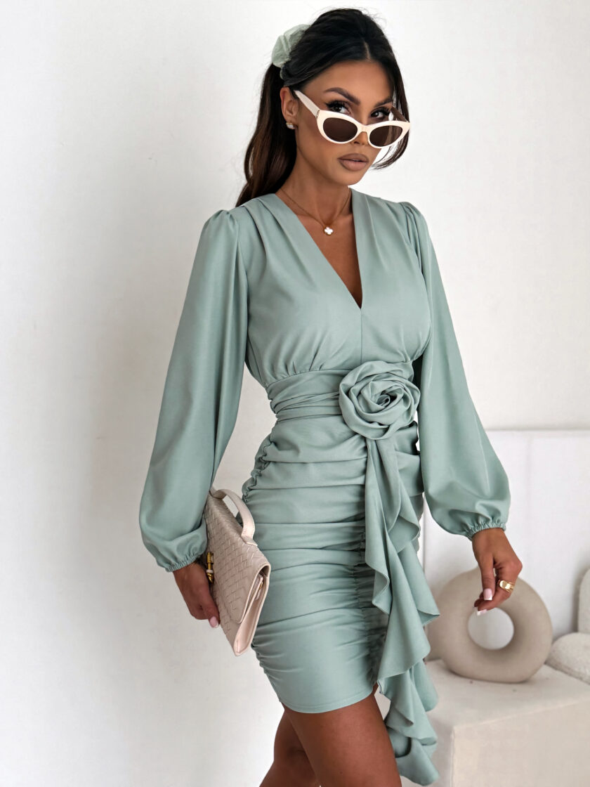 Sukienka FLOWERS pistacjowa