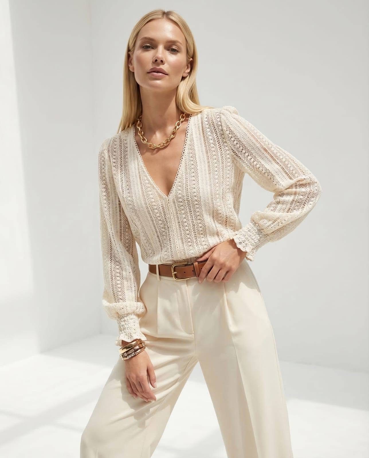 Bluzka LUNA śmietankowa koronka