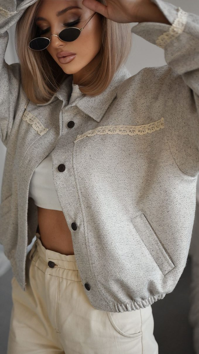 Kurtka MARLA z tkaniny w jodełkę