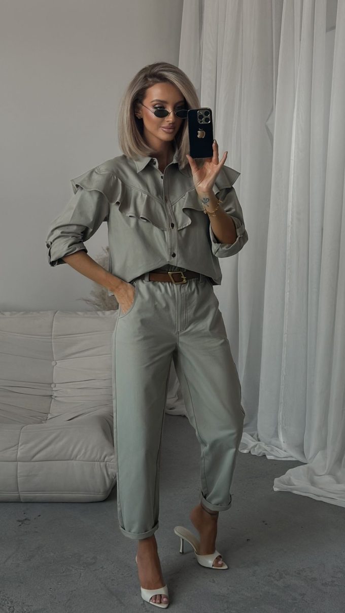 Spodnie jeansowe CHILLIN khaki