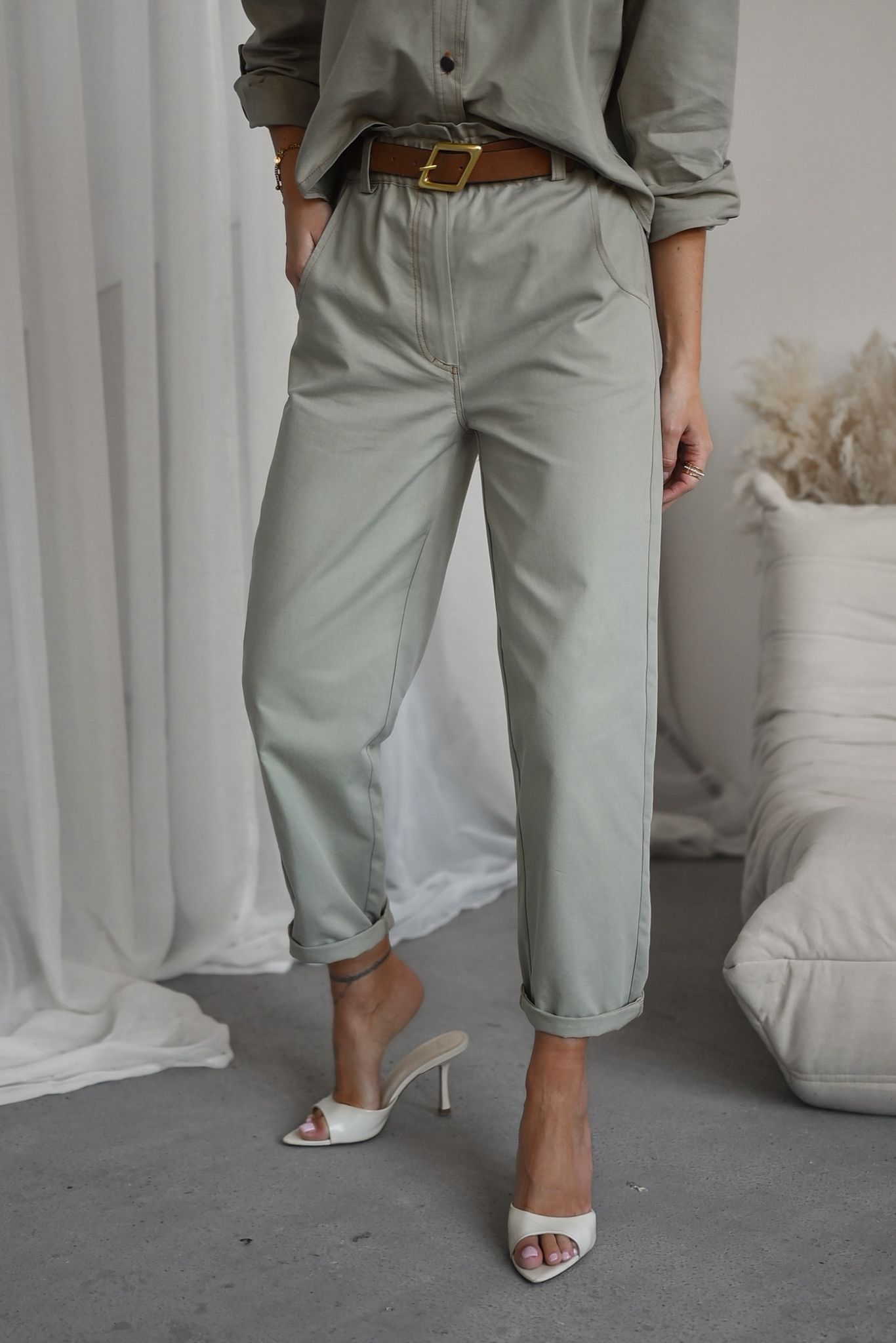 Spodnie jeansowe CHILLIN khaki