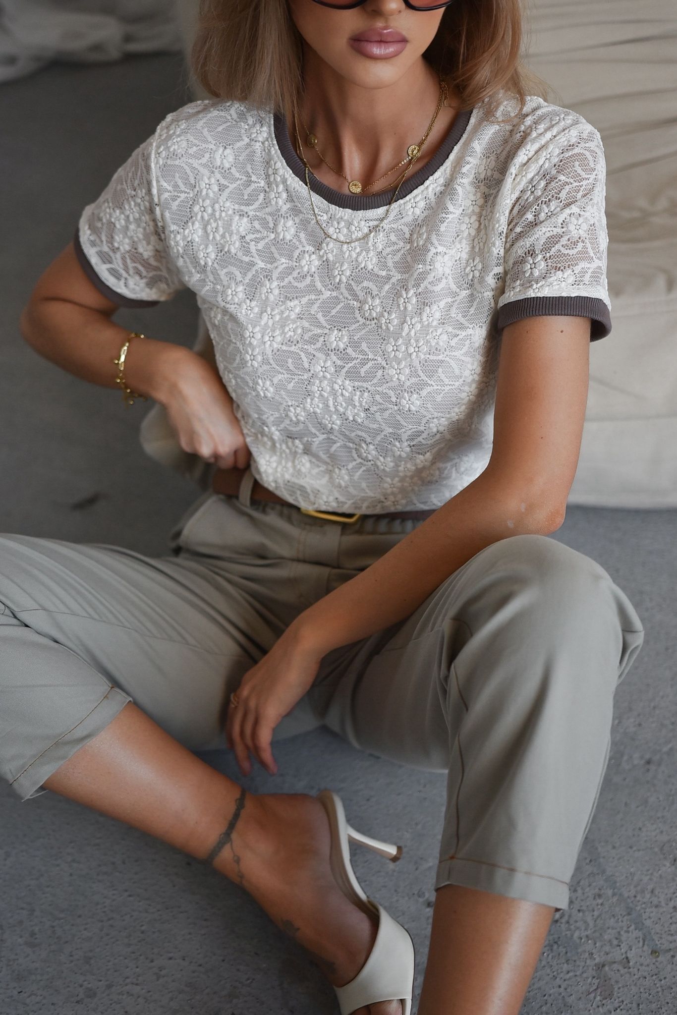 T-shirt LACE śmietankowy