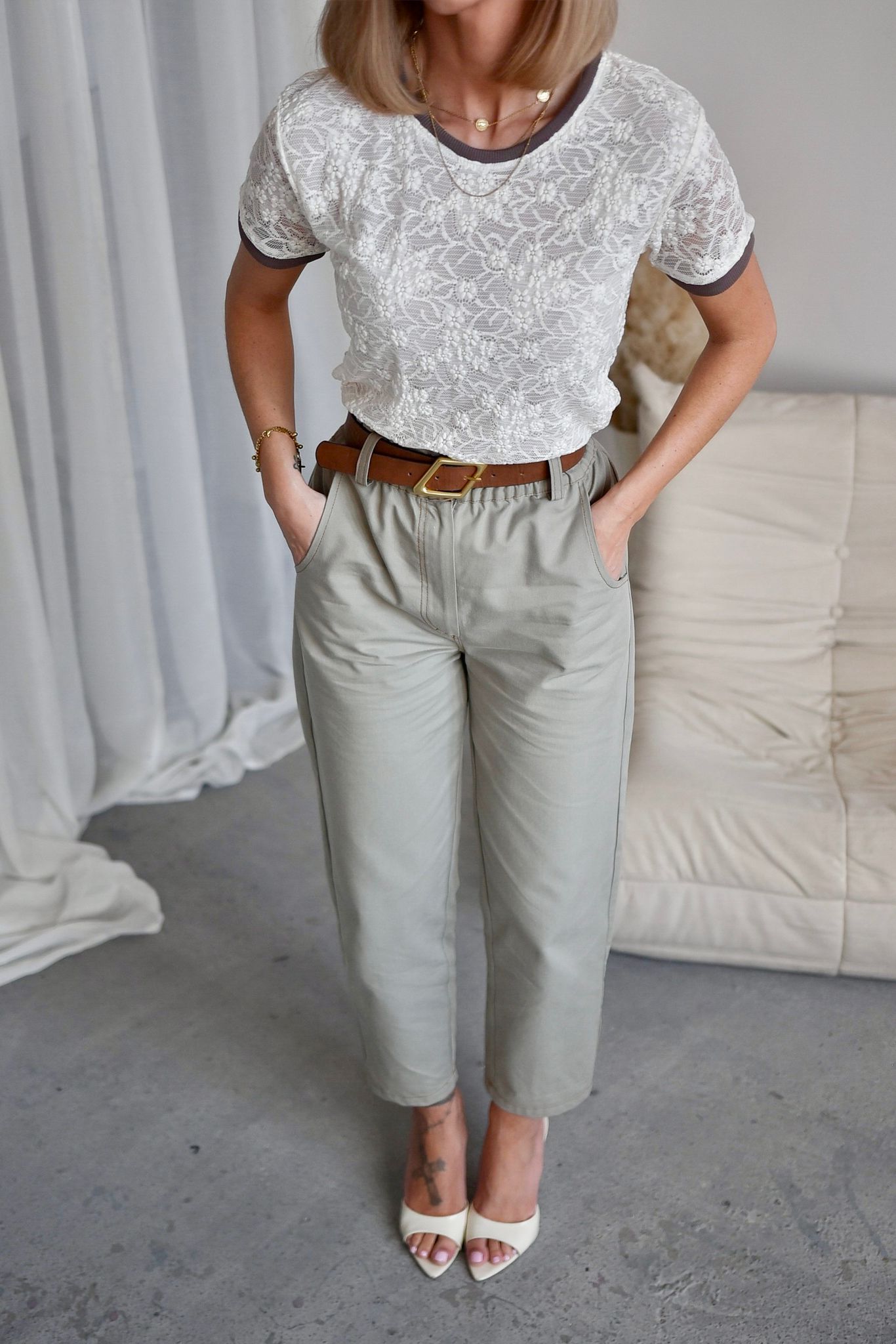 T-shirt LACE śmietankowy