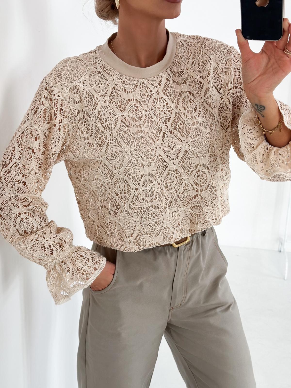 Bluzka ROSE z beżowej koronki