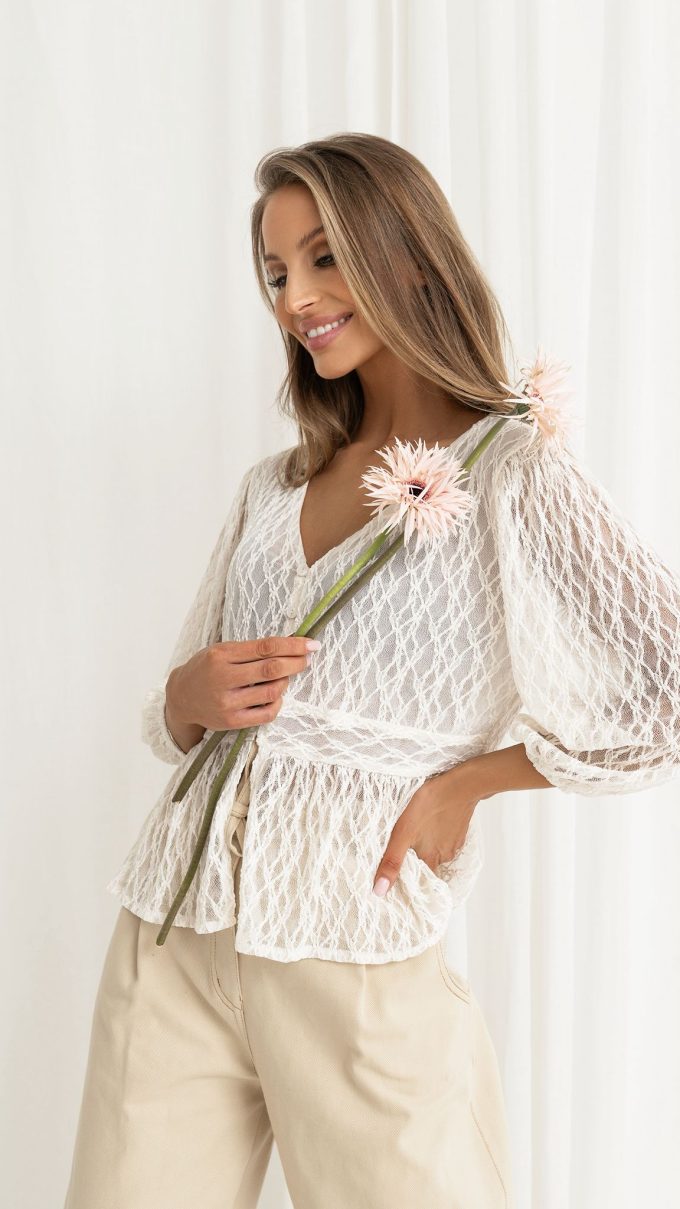 Bluzka z haftem BIANCA biała