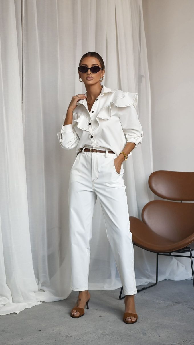 Spodnie jeansowe CHILLIN białe