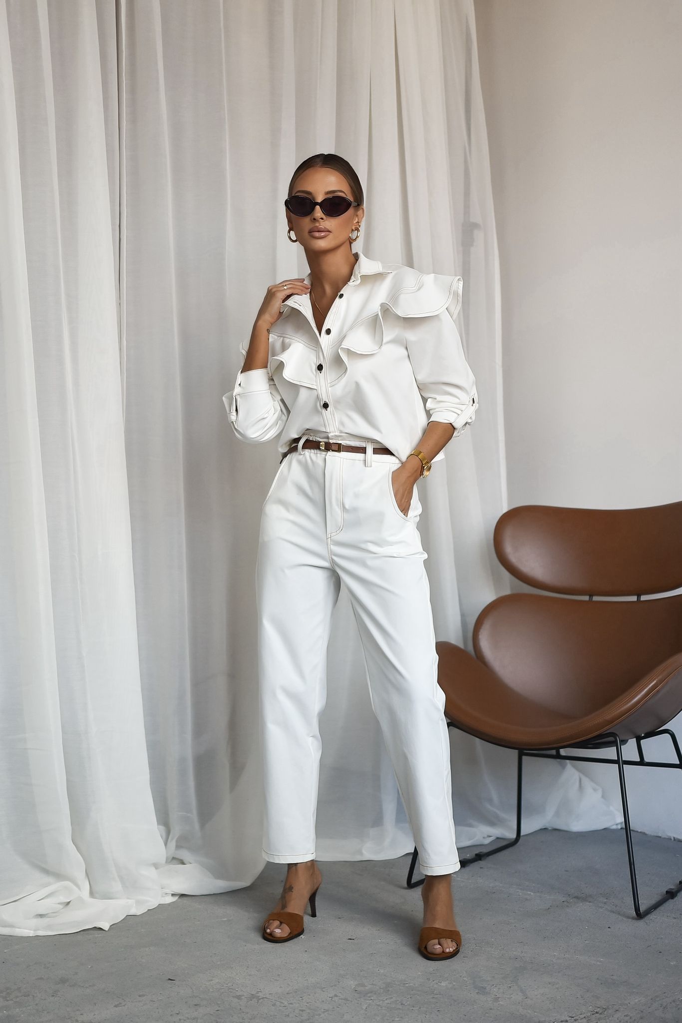 Spodnie jeansowe CHILLIN białe