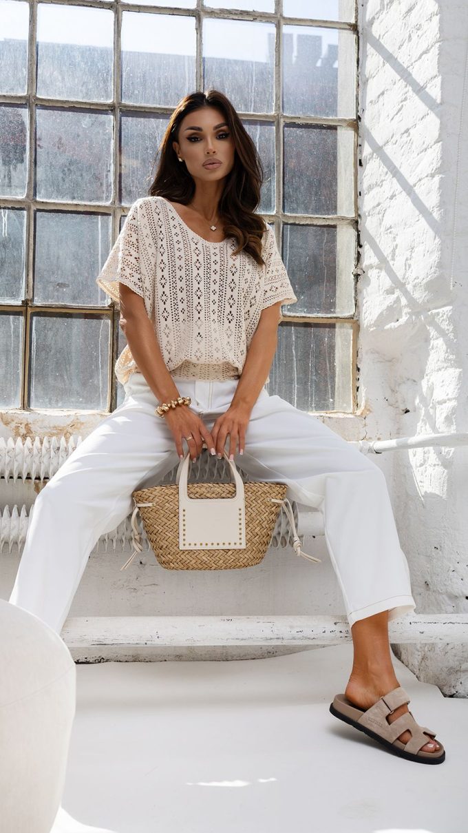 Bluzka ażurowana DEREN beżowa