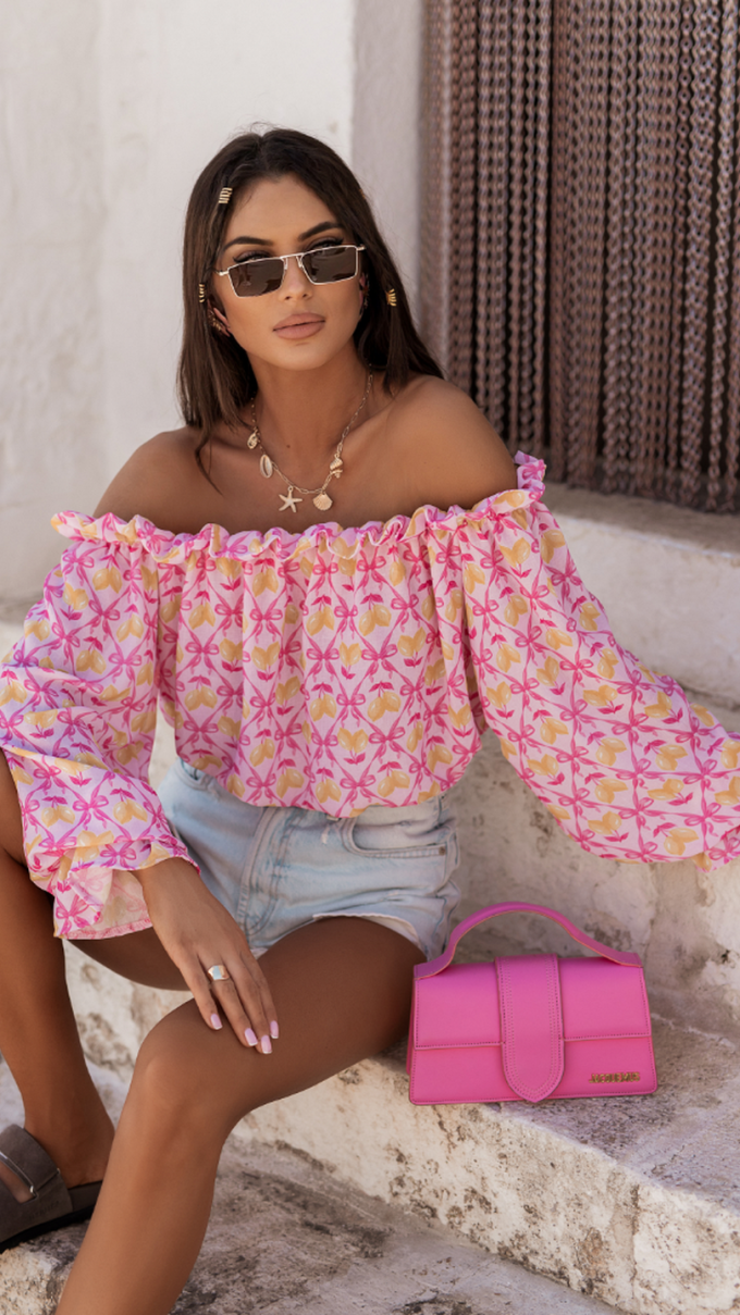 Bluzka lniana MIA pink limones