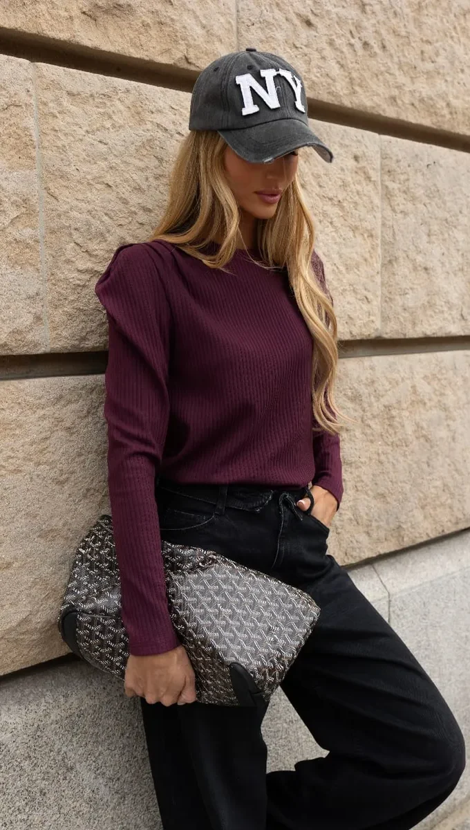 Bluzka z bufką LEA bordowa