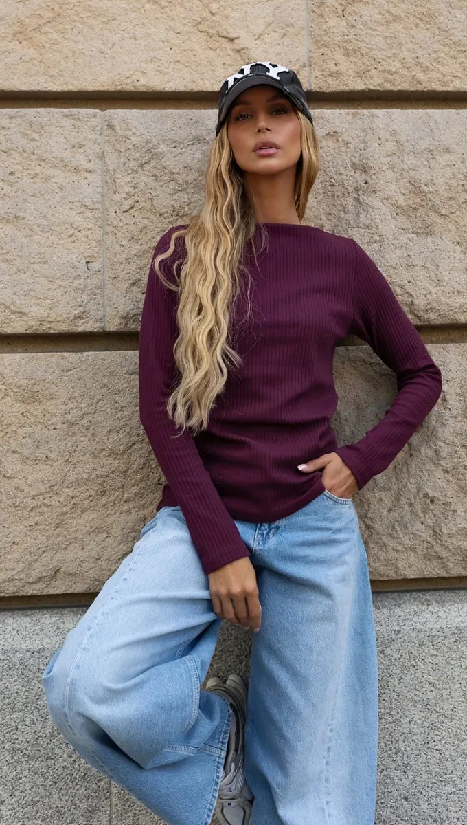 Bluzka longsleeve BEA bordowa