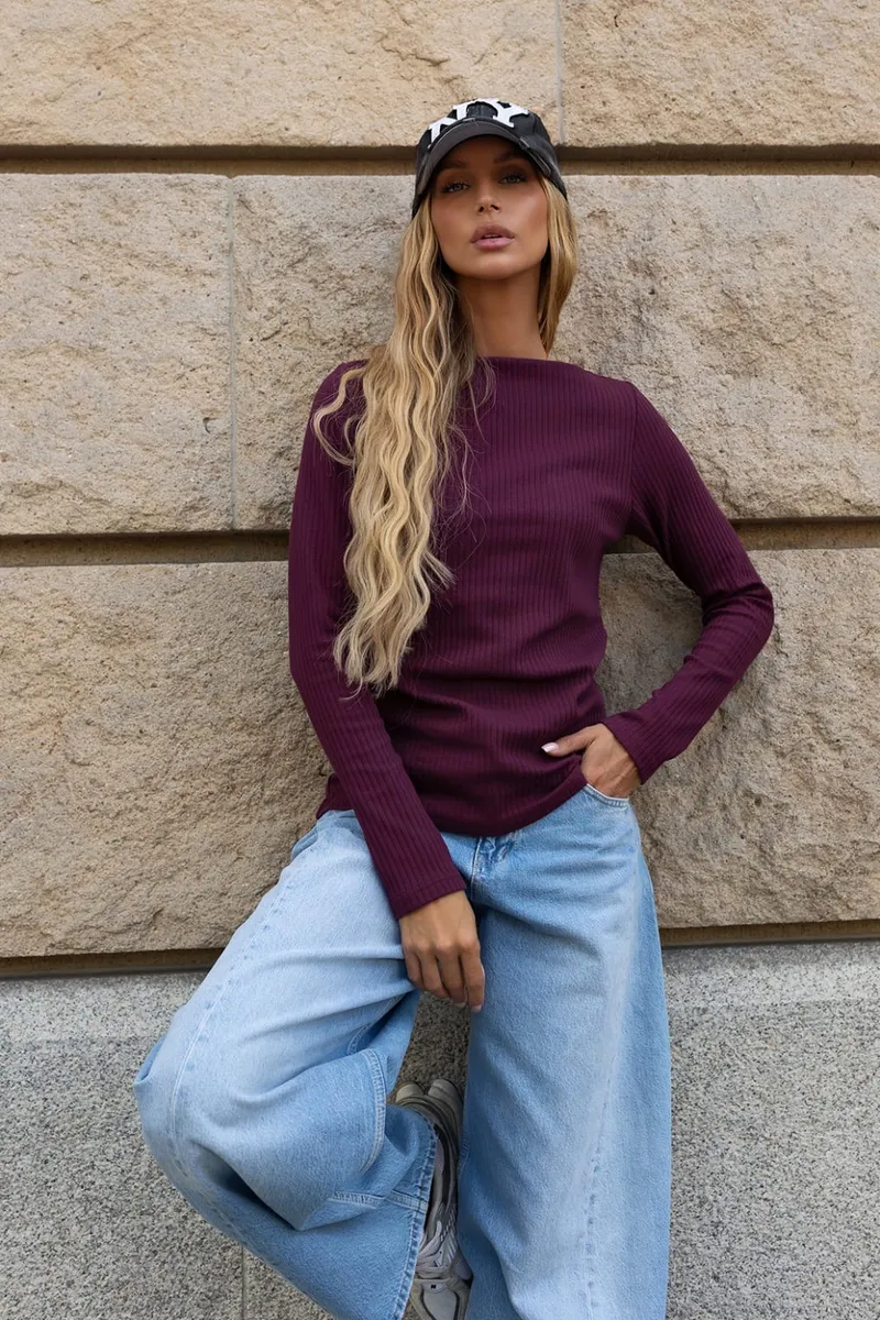 Bluzka longsleeve BEA bordowa